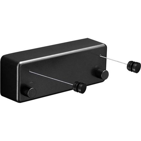 Étendoir à linge extensible - 4,2 m - avec corde double - noir - Acier, ABS, aluminium - fixation murale - Système de serrage automatique - Capacité de charge 20 kg - Alternatief Wasrek (1/5)