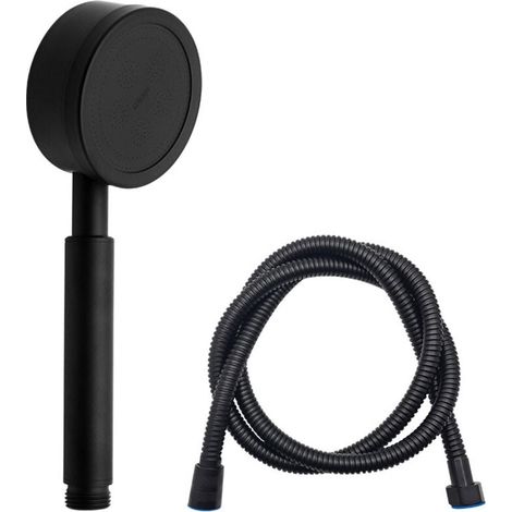 Pommeau De Douche Noir 72 Mm Avec Tuyau Acier Inoxydable 1 5 M Économie D Eau Haute Pression (1/4)