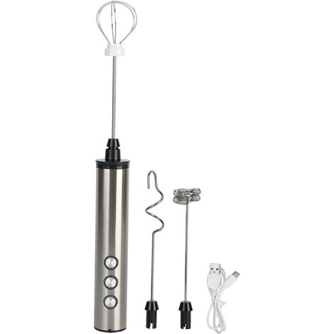 Mousseur à lait en acier inoxydable avec chargement USB, batteur à œufs électrique portatif pour la cuisine domestique (1/5)