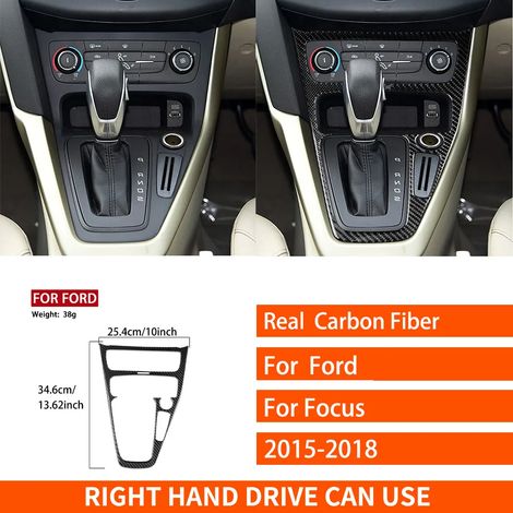 (10 RHD) Convient aux Ford Focus SE RS ST Ecoboost 2015-2018. Autocollants décoratifs en fibre de carbone véritable pour autoradio central, climatiseur et lecteur CD, panneaux de porte. (1/4)