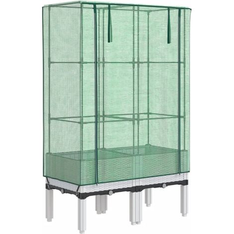 Maison Exclusive - Hochbeet mit Gewächshaus-Aufsatz Rattan-Optik