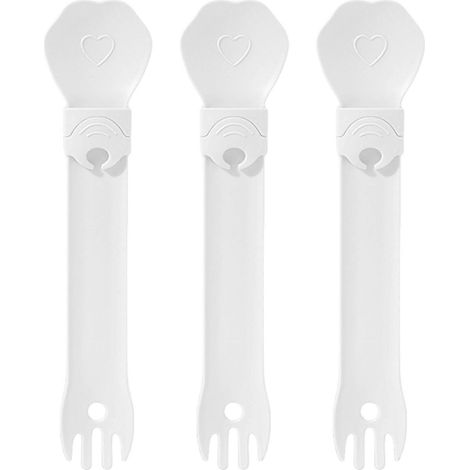 Lot de 3 cuillères distributrices de friandises humides pour chats, avec fonction presse-friandises et rangement, pour un contrôle optimal de la distribution des friandises (blanc). (1/4)