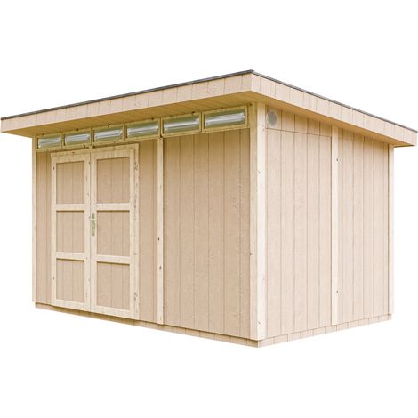 LP® SmartSide® panel shed M904A- H237 x 236 x 368 cm / 8.68 m2 - Sheds and Outdoor Storage  - Wooden garden storage shed -  Bike shed, Small shed, with floor and bituminous tiles - TIMBELA M904A (1/5)