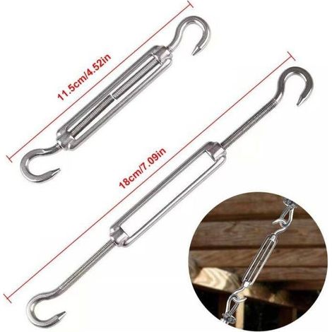 Tendeur Ridoir, Tendeur De Fil Crochet Et Crochet, Tendeur Cable, Tendeur INOX, M6 Tendeur Cable Acier Inoxydable, Vis Tendeur Cable, Tendeur Cable INOX, Tendeur, Ridoir, Ridoir INOX (M5,6 Pièces) (1/5)