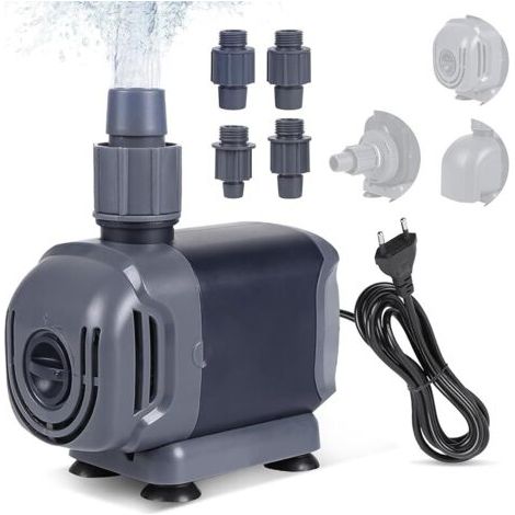 Pair Pompe à Eau Submersible pour Aquarium 55W 3500 L/H, 2M Mini Réglable Pompe Aquarium avec 3 Buses, 3-en-1 Ultra Silencieuse Pompe a Eau (Aspiration Latérale/Suspension/Fond) (1/5)