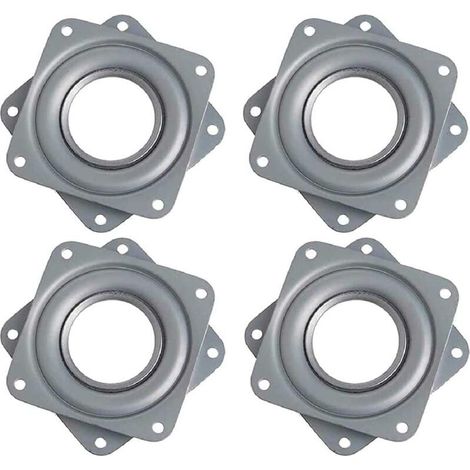Plateau Tournant Carré 4 Pouces, 360 Degrés, Rotatif à Roulement à Billes, Métal Galvanisé, Plaque Pivotante Silencieuse, Flexibilité Optimale pour Présentoirs, Moniteur Ordinateur et Tabouret (1/4)