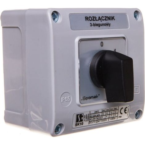 Interruptor de leva 0-1 3P 10A en carcasa, perilla negra SK10-2.8211OB11