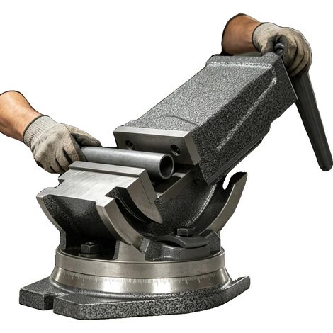 Étau d'angle, largeur de mâchoire de 4 pouces, force de serrage maximale de 19 kN, parallélisme 0,025 mm, taille compacte 30 x 24 x 15 cm, fonctionnement manuel (1/5)