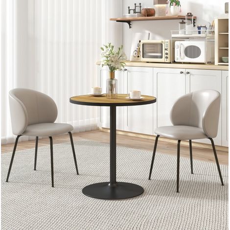 Table à manger ronde aspect chêne Ø70 x 76 cm pour 2 à 4 personnes (1/5)