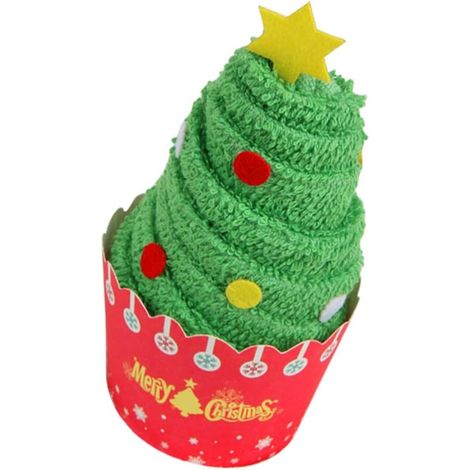Ensemble de 2 serviettes Noël OUNONA , en coton , motif gâteau et sapin , couleurs résistantes , fac