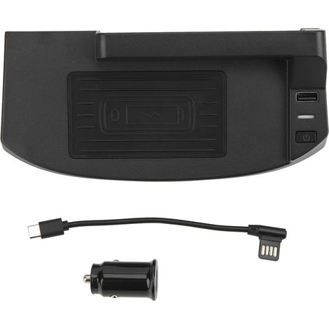 Chargeur voiture sans fil 15W rapide QC3.0, station induction Qi avec USB, pad noir compatible Ford Mustang 2015-2021, remplacement tapis (1/5)