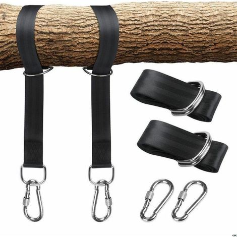 Tree swing strap kit, with two stainless steel carabiners, suitable for tire hangers, porch swings, outdoor swings, and baby swings (1/5)