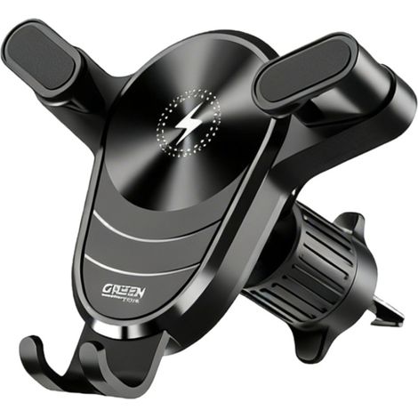 Chargeur de voiture sans fil rapide, 15 W, avec fixation pour grille d'aération et clip de gravité, permet la navigation et la recharge mains libres. (1/2)