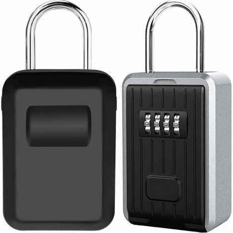 Boite à Clé Sécurisée Montage Mural Boite a Clef avec Code Numérique à 4 Chiffres, Extra Grande Lock Box Coffre a Clefs Exterieur avec Anse, Format XL Boîte à Clés à Code (Noir) (1/4)