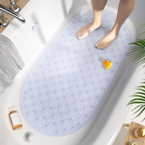 Tapis de bain antidérapant ovale 68 x 38 cm en PVC sans BPA, lavable en machine et résistant à la moisissure (1/5)
