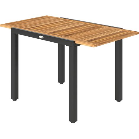 Table jardin extensible 120-180x70 cm acier acacia 4-6 personnes naturel
