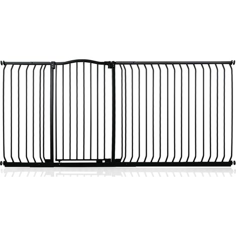 Safetots Extra Tall Curved Top Safety Gate, 207cm - 216cm, Matt Black, Extra Tall 100cm in Height, Pressure Fit Stair Gate
