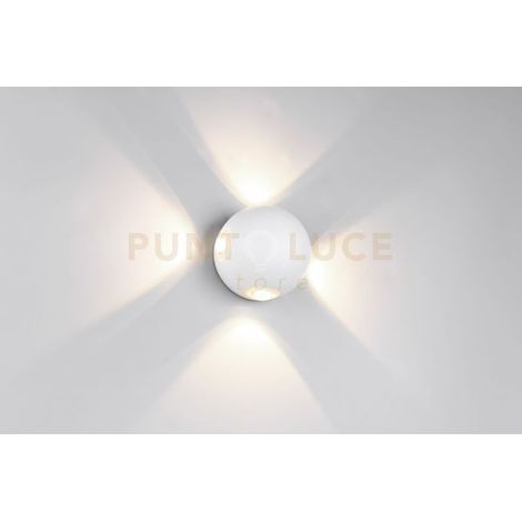 AVISIO APPLIQUE DA ESTERNO LED 8W 1000lm, 3000K SFERA QUADRI-EMISSIONE BIANCA IP54 D.10,5CM