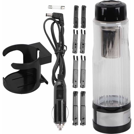 Gobelet électrique de voiture 12V/24V 95W 420ml tasse chauffante pour thé et eau, mug de voyage réutilisable, support de bouteille noir (420ml) (1/5)