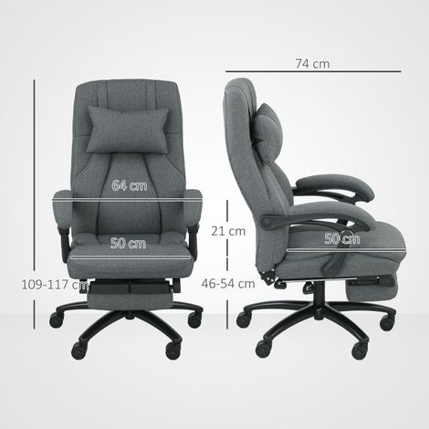 Fauteuil de bureau massant avec fonction chauffage, USB, roulettes pivotantes, réglable en hauteur, gris foncé (1/4)