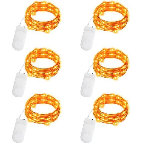 Set di 6 luci a stringa a batteria (2 m) con 20 LED, mini luci a stringa a LED realizzate con filo di rame, impermeabili per uso interno (1/5)