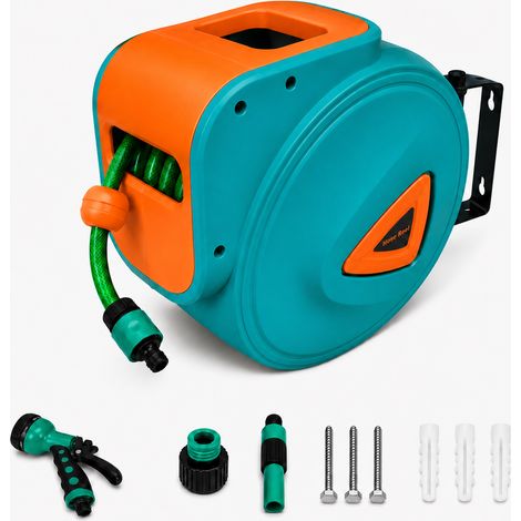 Enrouleur Tuyau Arrosage 30m Mural - Tuyau Extensible Auto-Enrouleur avec Support - Pistolet 9 Modes - Kit Complet Jardin Terrasse (1/5)