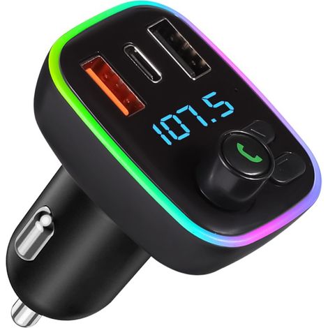 QC3.0 Car Bluetooth MP3 Hands-free Player Car FM Transmitter TYPE-C Bluetooth Dual USB Car Charger TF Card -- QC3.0 Bare Unit with Bag (1/3)