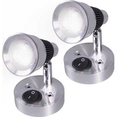 Lámpara de lectura LED de pared de 12 V, 2 unidades, luz LED automática con interruptor ajustable, luz interior para caravana, furgoneta, autocaravana, furgoneta camper, barco (blanco frío) (1/5)