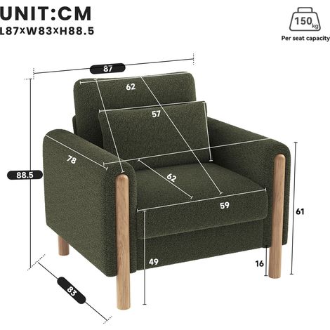 Modulares Sofa aus Stoff in Grün 87 x 83 x 88.5 cm HOMAIRE (1/5)