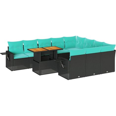 Maison Exclusive - Set Divani da Giardino 11 pz con Cuscini in Polyrattan Nero (1/5)