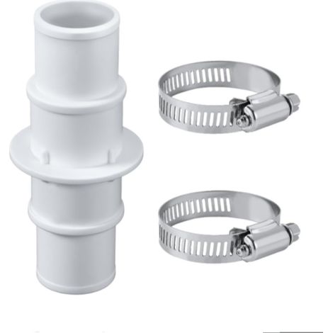 Raccord de Tuyau d'Aspiration pour Piscine – pour Tuyaux 1-1/4" à 1-1/2" – Lot de 2 Raccords en Acier Inoxydable (1/4)