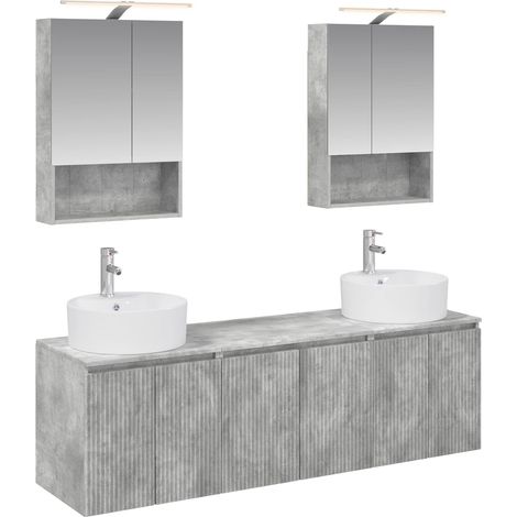 Ensemble d'armoire de salle de bain 5 pcs Gris béton vidaXL (1/5)