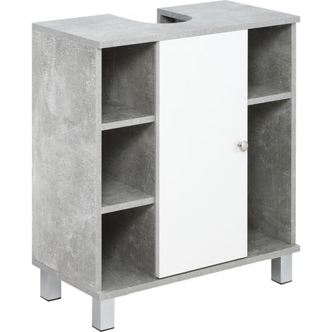 Meuble sous lavabo avec decoupe en U et 6 etageres 60x30x68 cm (1/5)