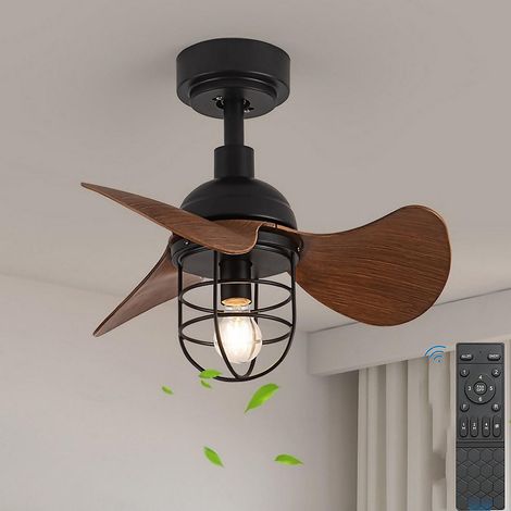 Ventilateur de plafond de 56 cm avec télécommande, moteur CC réversible à 6 vitesses, convient chambres , minuterie, trois pales (1/5)