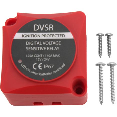 Relais de tension (VSR) isolateur de batterie 12 V/24 V CC 140 A avec port indicateur LED pour quads, SSV, camping-cars et voitures