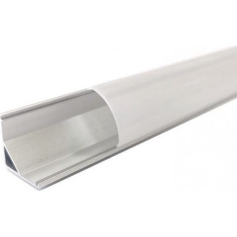 Profilo in alluminio Angolo anodizzato 45° diffusore bianco per nastro LED 2m (1/5)