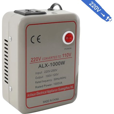 Spannungswandler Transformator, Eingang 220V-250V, Ausgang 100V-120V, maximale Leistung 1000W, Abmessungen 22x14x10cm, Gewicht 2.6kg (1/5)