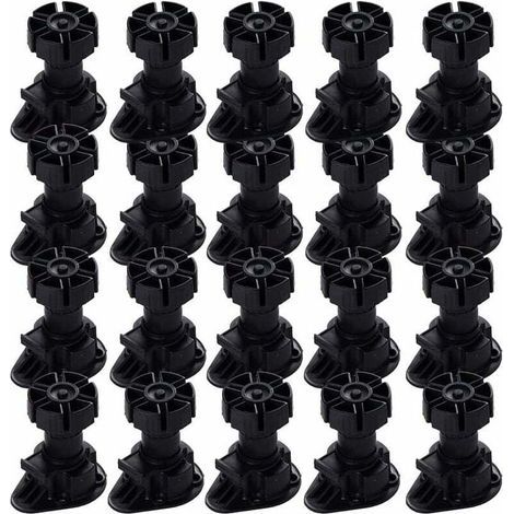 20 pieds de meubles réglables, clips de fixation pour meubles, pieds de meubles de cuisine, pieds de table, avec bouton de base pour tous types de meubles de cuisine (80 mm -