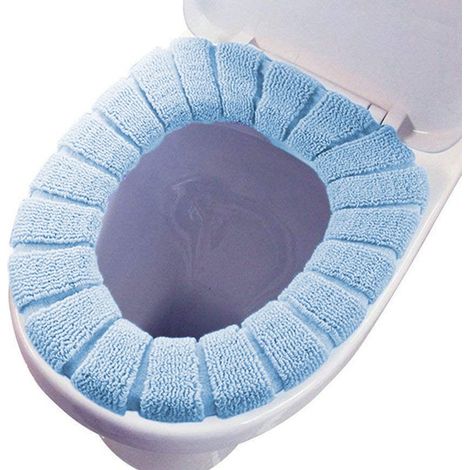 Lot de 4 protège-sièges de toilettes extensibles et lavables, bleus (1/5)