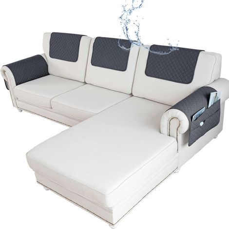 Housse D'appui-tête De Canapé Antidérapante Et Imperméable, Housse De Protection Accoudoir De Canapé en Forme De L(5 Piece Set) (1/5)