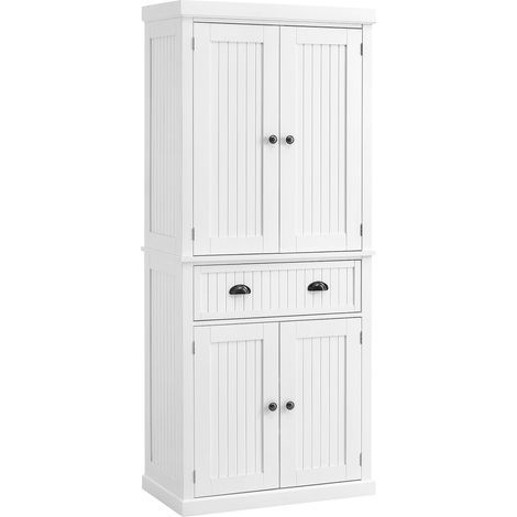 Armoire de cuisine avec étagères ajustables, 4 portes, grand tiroir, meuble de rangement 76,2x40,2x183 cm blanc (1/5)