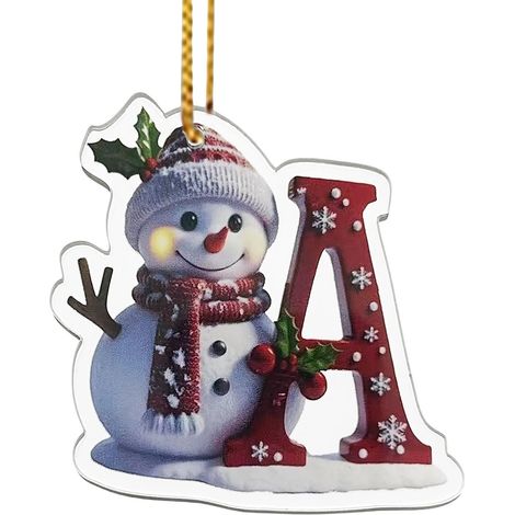 Ornement De Noël En Bois - Cerf Personnalisable Avec Lettres - Décoration Arbre De Noël Famille - Lot De 1 (1/4)