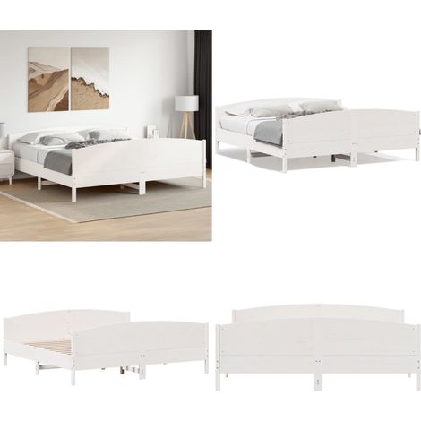 Giroletto senza Materasso Bianco 200x200 cm Legno Massello Pino - Letto in legno - Letto senza materasso