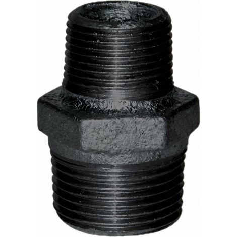 Reduzierter Nippel 33x42 / 15x21, doppeltes Außengewinde schwarz