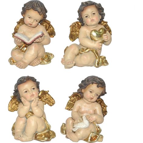 Figurine de Noël Ange 4U Résine Doré 11,5 cm x 9 cm x 8 cm