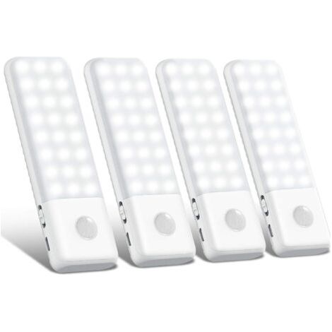 [Lot de 4 ] Lampe de Placard sans Fil 48 LED,Veilleuse Automatique, Aimanté,Lampe Led Détecteur de Mouvement Rechargeable USB, Baladeuse de Secours ,Veilleuse Enfant (1/5)