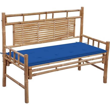 Gartenbank mit Auflage 120 cm Bambus