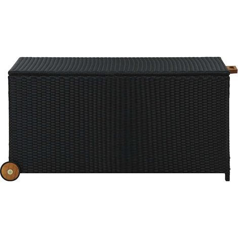 Boîte de rangement de jardin noir 120x65x61 cm résine tressée (1/5)
