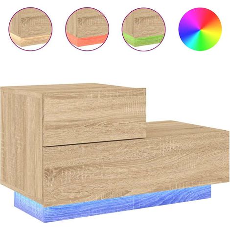 Maison Exclusive - Nachttisch mit LED-Leuchten Sonoma-Eiche 70x36