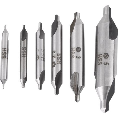 Ej.Life 60 Grad HSS Zentrierbohrer Set Bohrer Zentrierbohrer Senker Anbohrer 6 stücke 1/1.5/2 / 2.5/3 / 5mm für Metall (1/5)